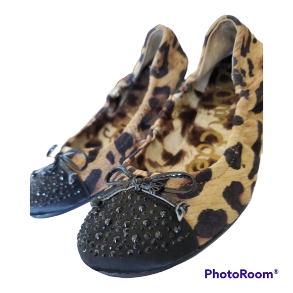 SAM EDELMAN Leopard Sequin Round Toe Flats - Size 4 / 34 - Picture 3 of 4